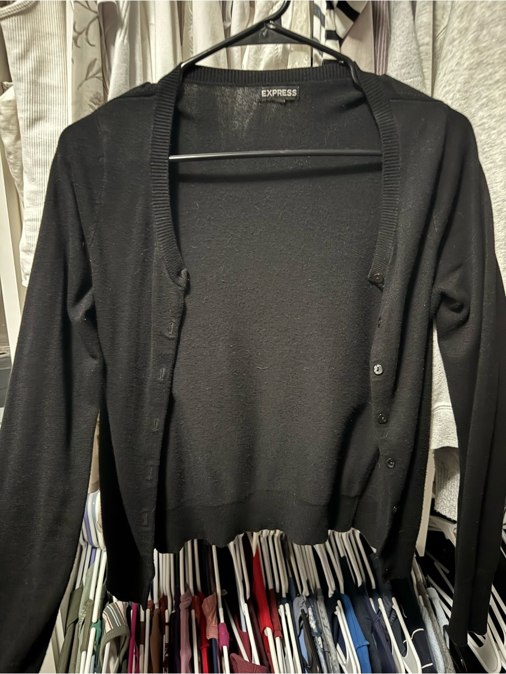 Express Black Button-Front Women's Cardigan